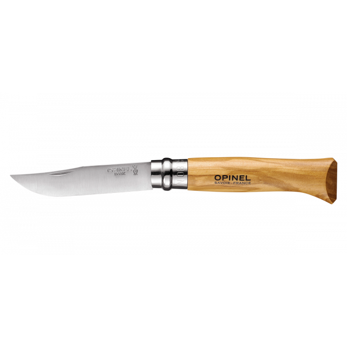 Opinel No. 8 Folding Knife with Sheath - Olive Wood Handle