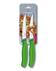 Victorinox Swiss Classic Steak & Pizza Knife "Gourmet" 12cm Set of 2 Green