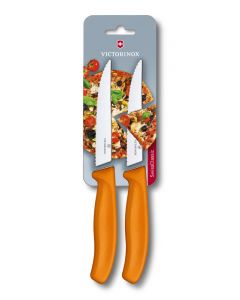 Victorinox Swiss Classic Steak & Pizza Knife "Gourmet" 12cm Set of 2 Orange