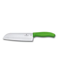 Victorinox Swiss Classic Santoku Knife Fluted Edge 17cm Green