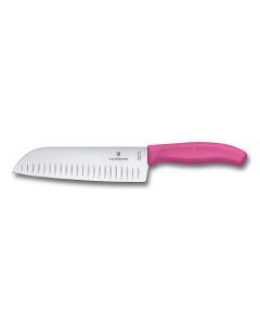 Victorinox Swiss Classic Santoku Knife Fluted Edge 17cm Pink