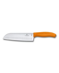 Victorinox Swiss Classic Santoku Knife Fluted Edge 17cm Orange